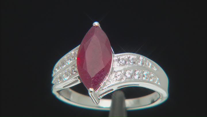Red Mahaleo® Ruby Rhodium Over Sterling Silver Ring 2.12ctw Video Thumbnail