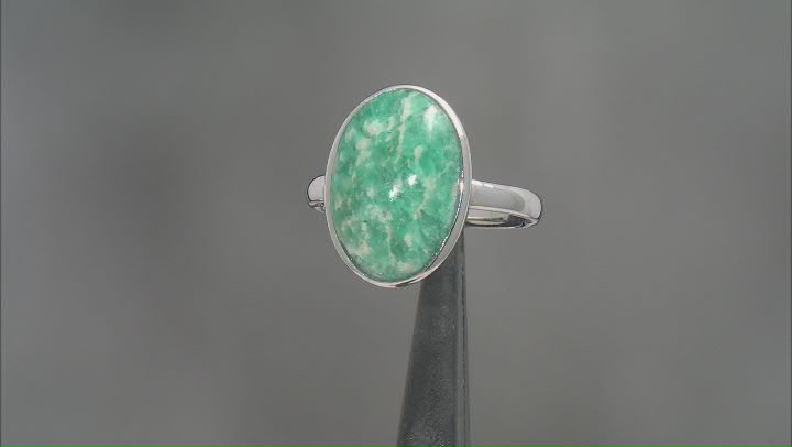 Blue Amazonite Rhodium Over Sterling Silver Solitaire Ring Video Thumbnail