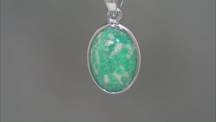 Blue Amazonite Rhodium Over Sterling Silver Solitaire Pendant With Chain Video Thumbnail