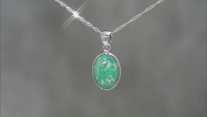 Blue Amazonite Rhodium Over Sterling Silver Solitaire Pendant With Chain Video Thumbnail