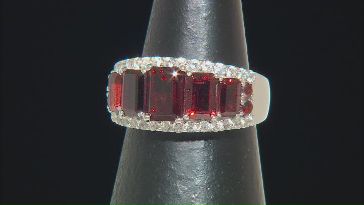 Red Garnet Rhodium Over Sterling Silver Ring 3.70ctw Video Thumbnail