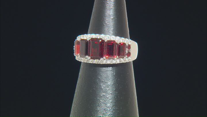 Red Garnet Rhodium Over Sterling Silver Ring 3.70ctw Video Thumbnail