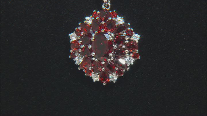 Red Garnet Rhodium Over Sterling Silver Pendant With Chain 4.70ctw Video Thumbnail