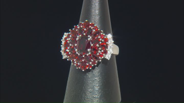 Red Garnet Rhodium Over Sterling Silver Ring 5.01ctw Video Thumbnail