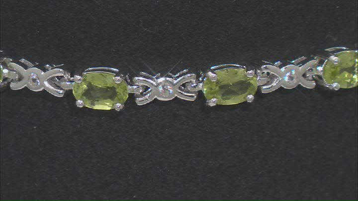Green Peridot Rhodium Over Sterling Silver Tennis Bracelet 5.82ctw Video Thumbnail