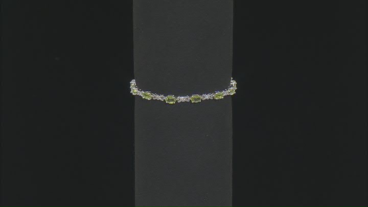 Green Peridot Rhodium Over Sterling Silver Tennis Bracelet 5.82ctw Video Thumbnail