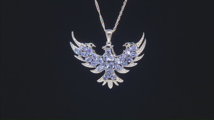 Blue Tanzanite Rhodium Over Sterling Silver Eagle Pendant With Chain Video Thumbnail