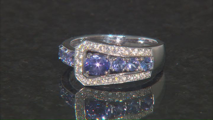 Blue Tanzanite Rhodium Over Sterling Silver Ring 0.86ctw Video Thumbnail