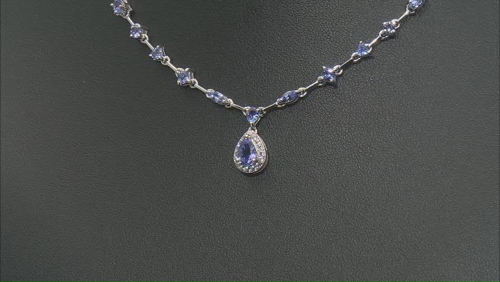 Blue Tanzanite Rhodium Over Sterling Silver Necklace Video Thumbnail