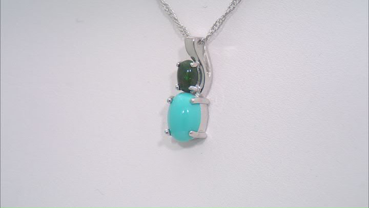 Sleeping Beauty Turquoise Rhodium Over Silver Pendant With Chain .26ct Video Thumbnail
