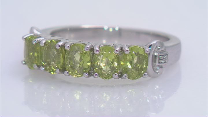 Green Peridot Rhodium Over Sterling Silver Band Ring 1.71ctw Video Thumbnail