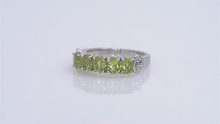 Green Peridot Rhodium Over Sterling Silver Band Ring 1.71ctw Video Thumbnail
