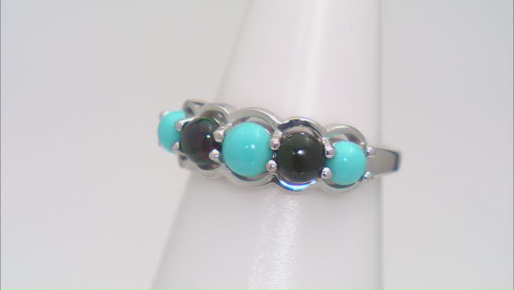 Sleeping Beauty Turquoise Rhodium Over Sterling Silver Ring .68ctw Video Thumbnail