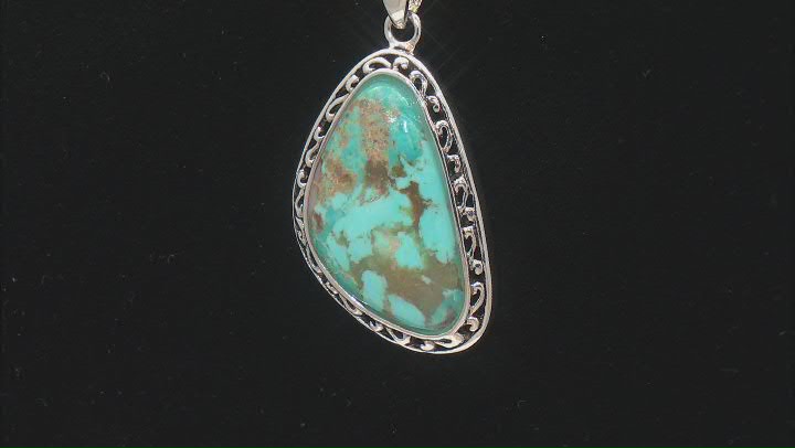 Blue Composite Turquoise Sterling Silver Pendant With Chain Video Thumbnail