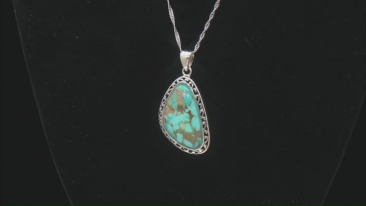 Blue Composite Turquoise Sterling Silver Pendant With Chain Video Thumbnail