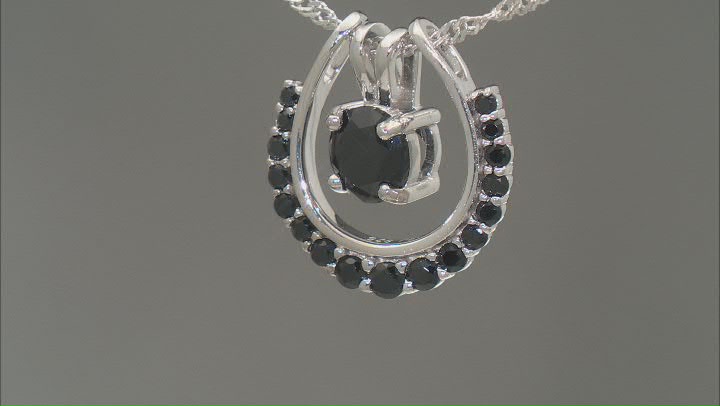 Black Spinel Rhodium Over Sterling Silver Interchangeable Pendant With Chain 1.74ctw Video Thumbnail