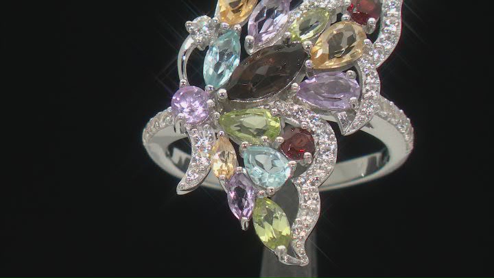 Multicolor Rhodium Over Sterling Silver Butterfly Ring 2.58ctw Video Thumbnail