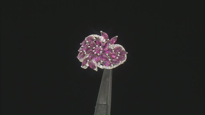 Raspberry Rhodolite Rhodium Over Sterling Silver Ring 4.87ctw Video Thumbnail