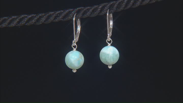 Blue Larimar Rhodium Over Sterling Silver Earrings And Pendant With Chain Video Thumbnail