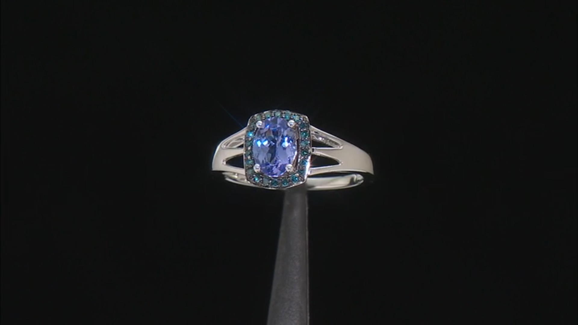 Blue Tanzanite Rhodium Over Sterling Silver Ring 0.90ctw Video Thumbnail