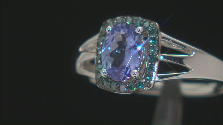 Blue Tanzanite Rhodium Over Sterling Silver Ring 0.90ctw Video Thumbnail