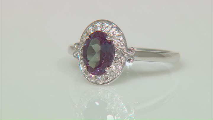 Blue Lab Created Alexandrite Rhodium Over Silver Ring Video Thumbnail