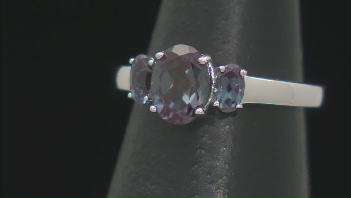 Blue Lab Created Alexandrite Rhodium Over Sterling Silver Ring Video Thumbnail