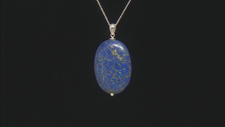 Blue Lapis Lazuli Rhodium Over Sterling Silver Earrings and Pendant with Chain Set Video Thumbnail