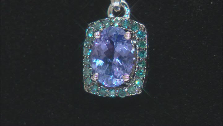 Blue Tanzanite Rhodium Over Silver Pendant With Chain 0.90ctw Video Thumbnail