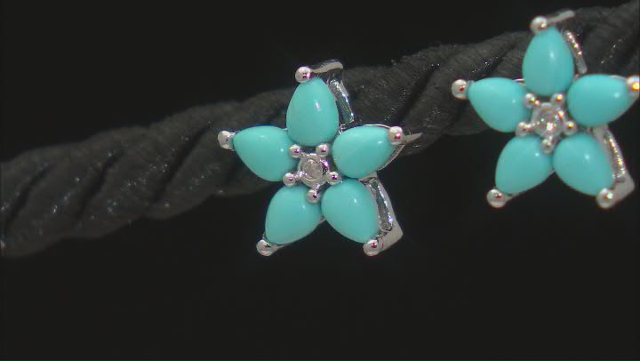 Blue Sleeping Beauty Turquoise Rhodium Over Sterling Silver Star Stud Earrings 0.01ctw Video Thumbnail
