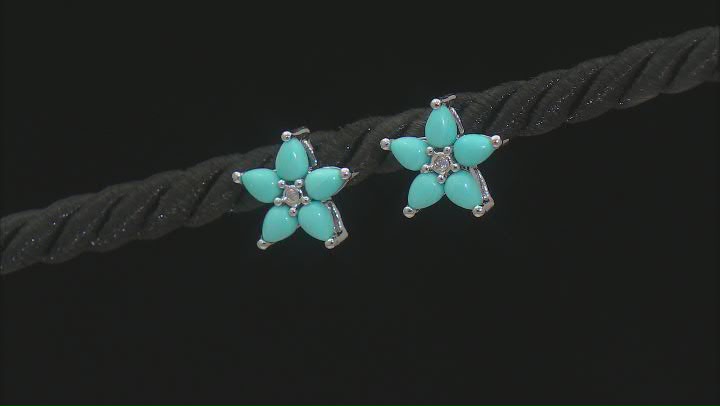 Blue Sleeping Beauty Turquoise Rhodium Over Sterling Silver Star Stud Earrings 0.01ctw Video Thumbnail