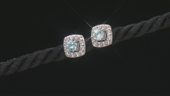 Blue Turquoise Rhodium Over Silver Set of 2 Earrings Jacket 1.74ctw Video Thumbnail