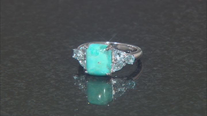 Blue Turquoise Rhodium Over Silver Ring 0.89ctw Video Thumbnail