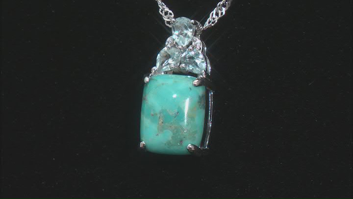 Blue Turquoise Rhodium Over Silver Pendant with Chain 0.44ctw Video Thumbnail