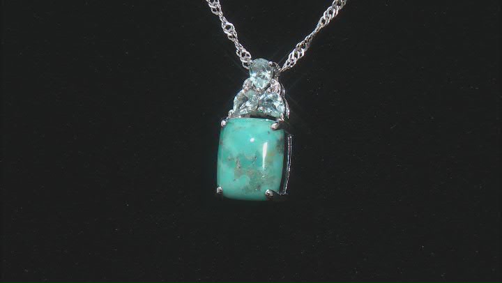 Blue Turquoise Rhodium Over Silver Pendant with Chain 0.44ctw Video Thumbnail