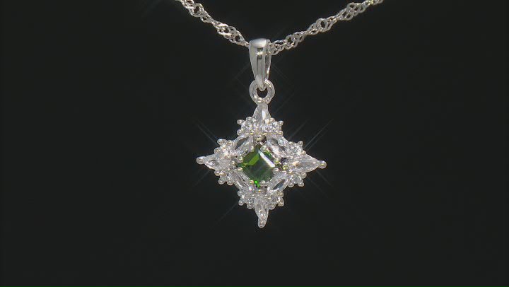 Green Chrome Diopside Rhodium Over Silver Pendant With Chain 1.06ctw Video Thumbnail