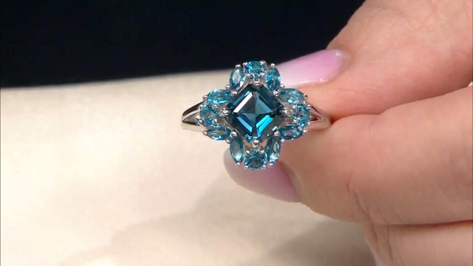 London Blue Topaz Rhodium Over Sterling Silver Ring 2.79ctw Video Thumbnail