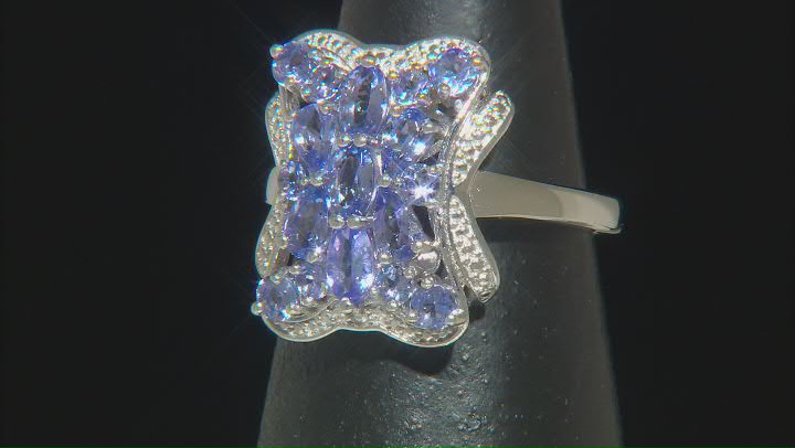 Blue Tanzanite Rhodium Over Sterling Silver Ring 1.99ctw Video Thumbnail