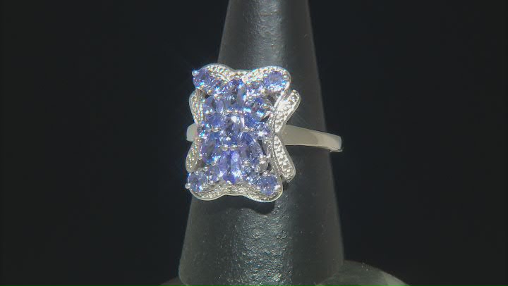 Blue Tanzanite Rhodium Over Sterling Silver Ring 1.99ctw Video Thumbnail