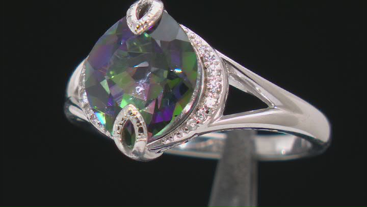 Multi-Color Quartz Rhodium Over Sterling Silver Ring 4.14ctw Video Thumbnail