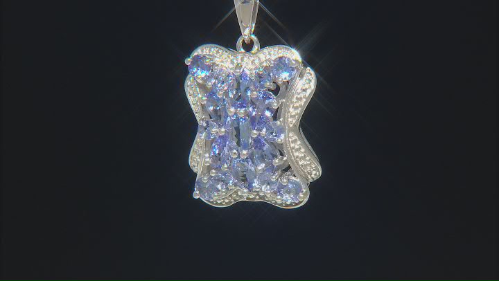 Blue Tanzanite Rhodium Over Silver Pendant With Chain 1.99ctw Video Thumbnail