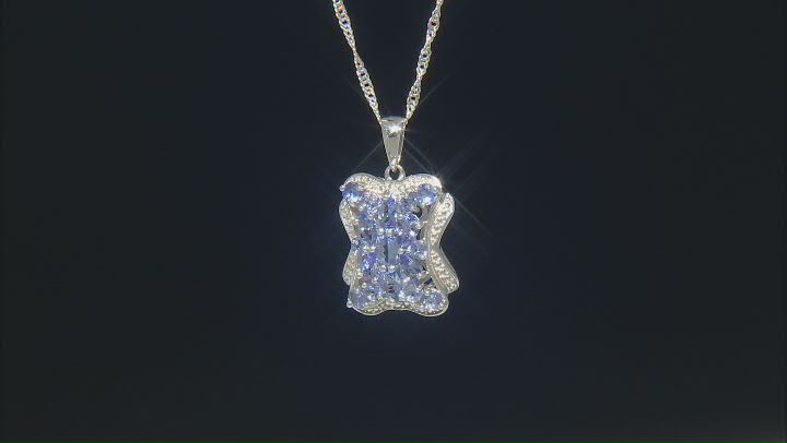 Blue Tanzanite Rhodium Over Silver Pendant With Chain 1.99ctw Video Thumbnail
