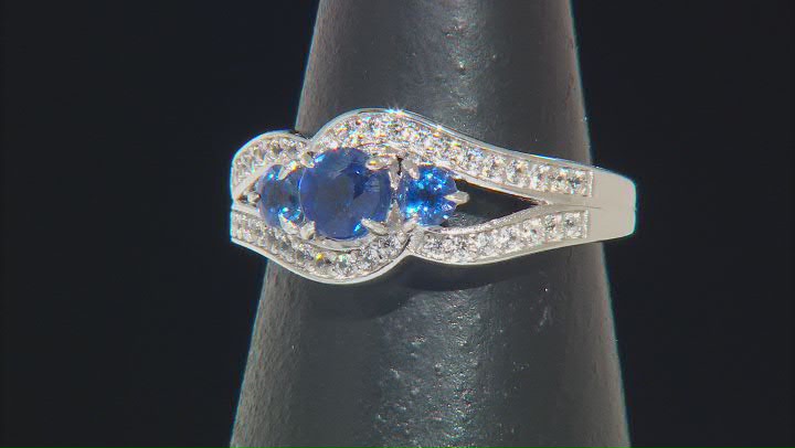 Blue Kyanite Rhodium Over Sterling Silver Ring 1.44ctw Video Thumbnail
