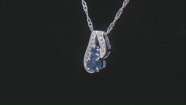 Kyanite With White Zircon Rhodium Over Sterling Silver Pendant With Chain 0.85ctw Video Thumbnail