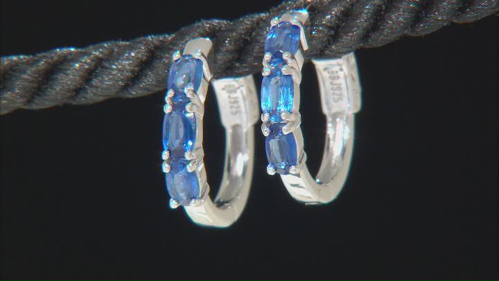 Blue Kyanite Rhodium Over Sterling Silver Hoop Earrings 1.25ctw Video Thumbnail