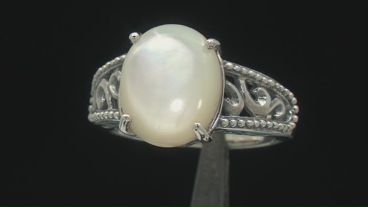 Mother-Of-Pearl Sterling Silver Solitaire Ring Video Thumbnail