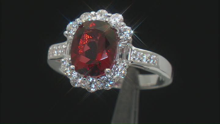 Red Labradorite Rhodium Over Sterling Silver Ring 3.24ctw Video Thumbnail