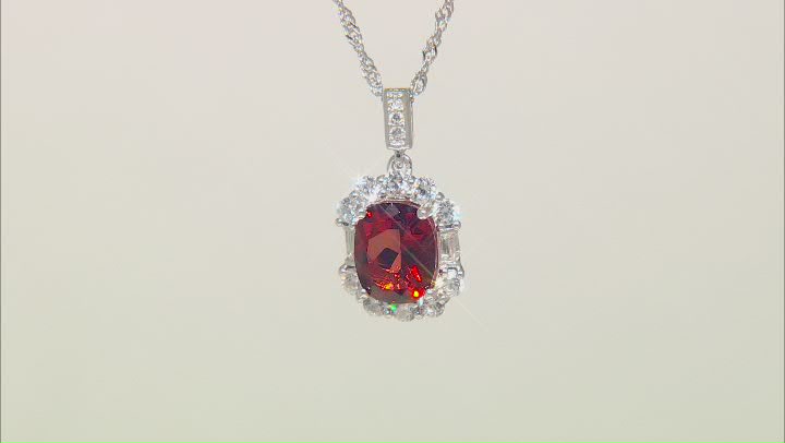 Red Labradorite Rhodium Over Sterling Silver Pendant With Chain 3.21ctw Video Thumbnail