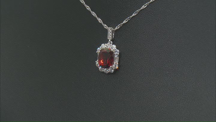Red Labradorite Rhodium Over Sterling Silver Pendant With Chain 3.21ctw Video Thumbnail