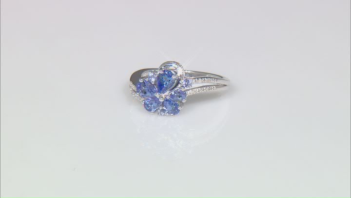 Blue Tanzanite Rhodium Over Sterling Silver Ring 1.26ctw Video Thumbnail